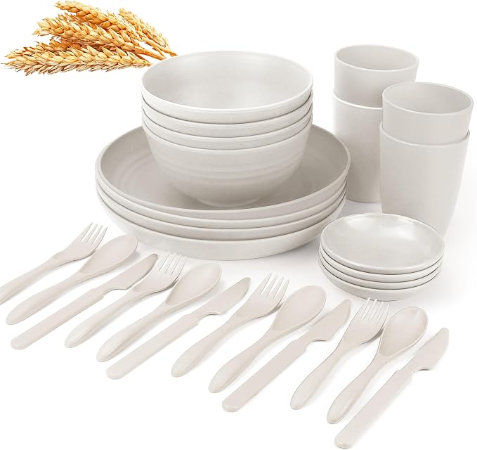Wheat straw dinnerware sets by WROVA