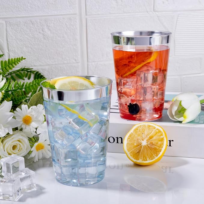 IOOOOO 200 Pack 12 oz Silver Plastic Cups, Plastic Party Wine Glasses Cocktail - Image 7