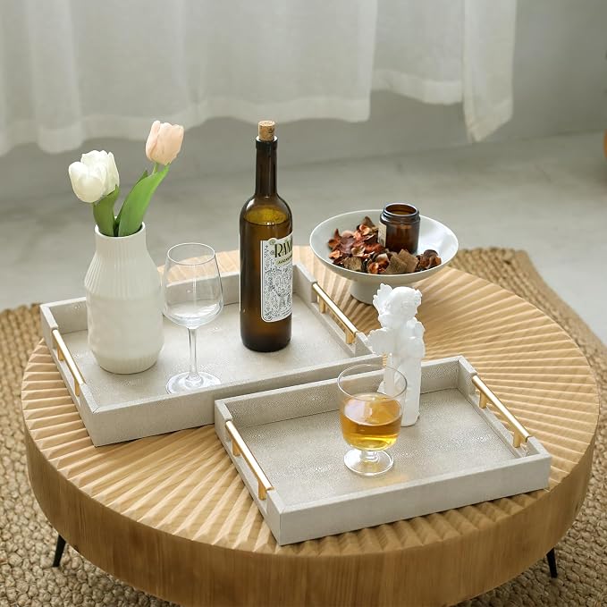 SwallowLiving Set of 2 Shagreen Serving Tray - Image 6
