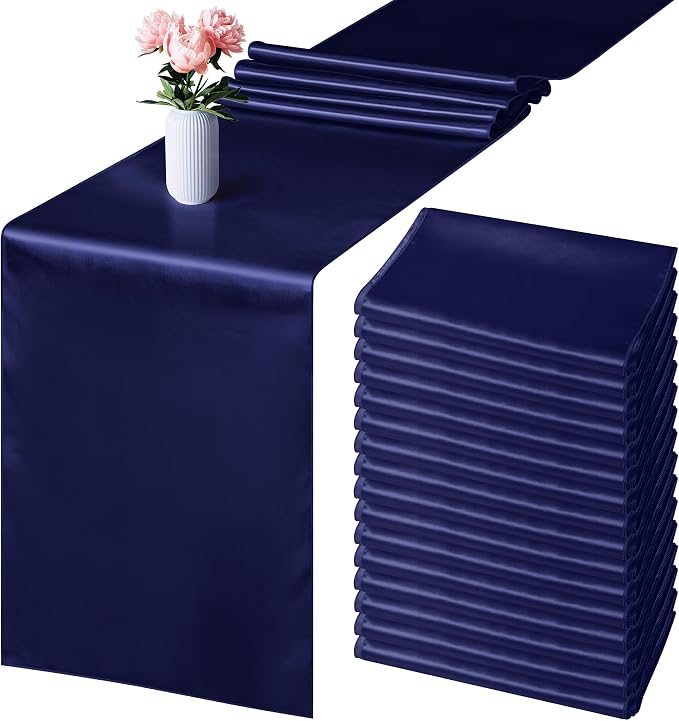 ANECO 4 Pack Satin Table Runner 12 x 108 Inch Long Bright Silk and Smooth by Aneco