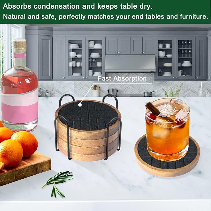 Coasters for Drinks Absorbent 5 Pack, Coasters for Coffee Table - Image 3