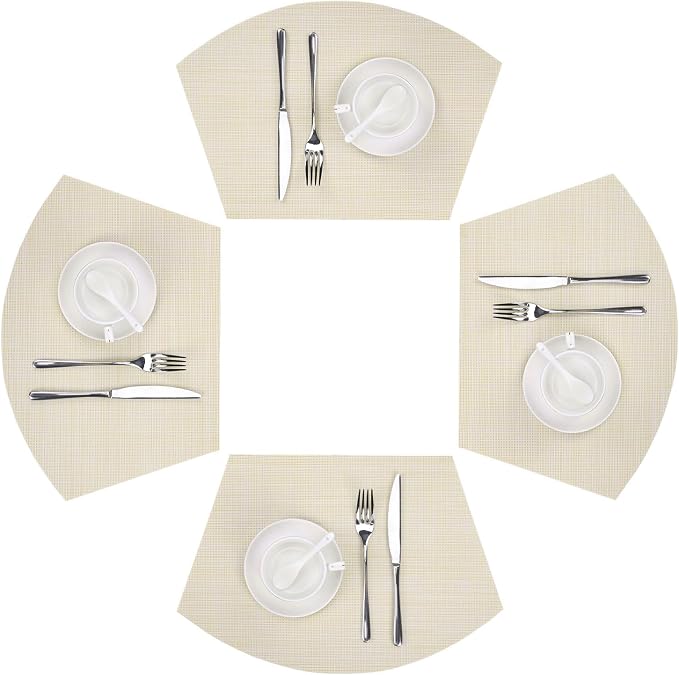 SHACOS Wedge Placemats Set of 4 Woven Vinyl Small Round Table Placemats Wipe by SHACOS