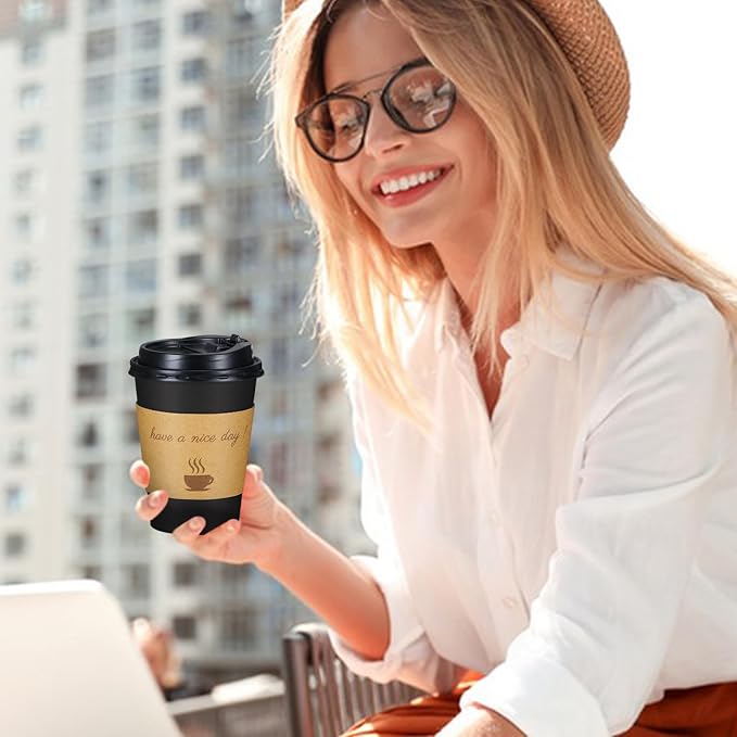 Lamosi 12 oz Coffee Cups 50 Pack, Disposable To Go Paper Cups - Image 6