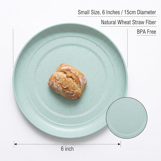 6 PACK 6 Inches Lightweight Mini Wheat Straw Plates Reusable Plate Set - Image 4