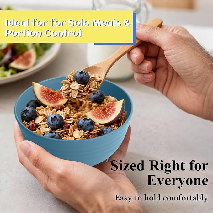 Wheat Straw Bowls Set of 6, Unbreakable 10 OZ Small Bowls Set - Image 5