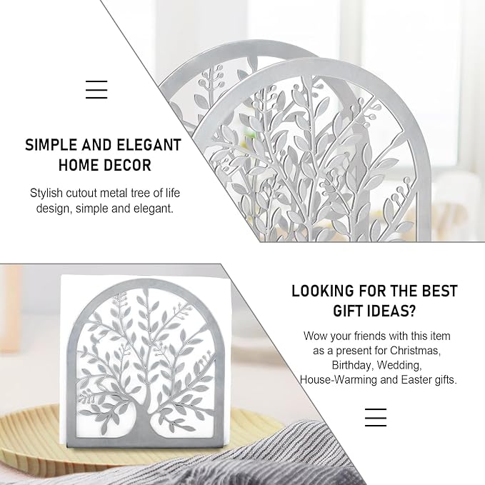 Napkin Holder for Tables, Tree of Life Design Modern Metal Napkin Holder for - Image 6