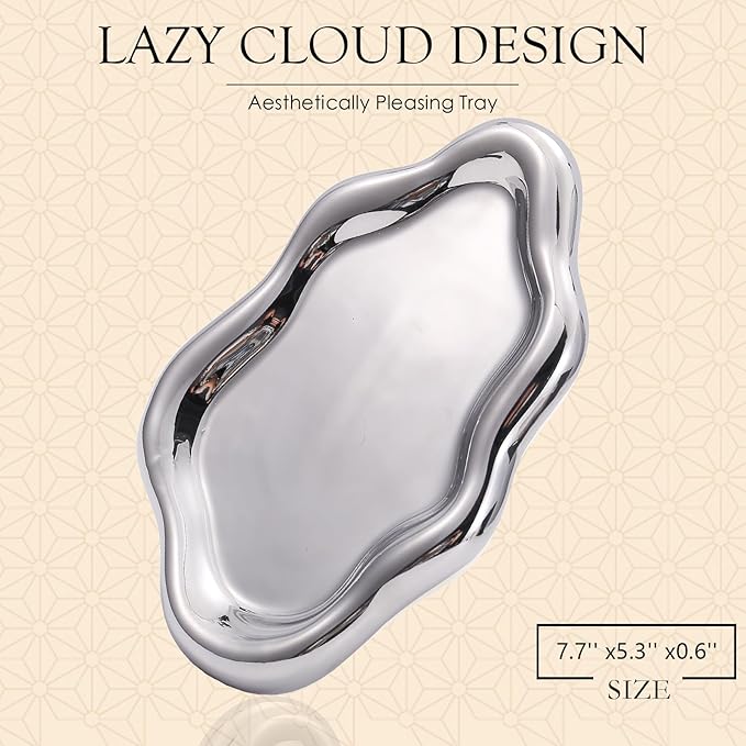 CCINPPY Ceramic Cloud Jewelry Tray Trinket Dish Key Bowl Nightstand Decor | - Image 2