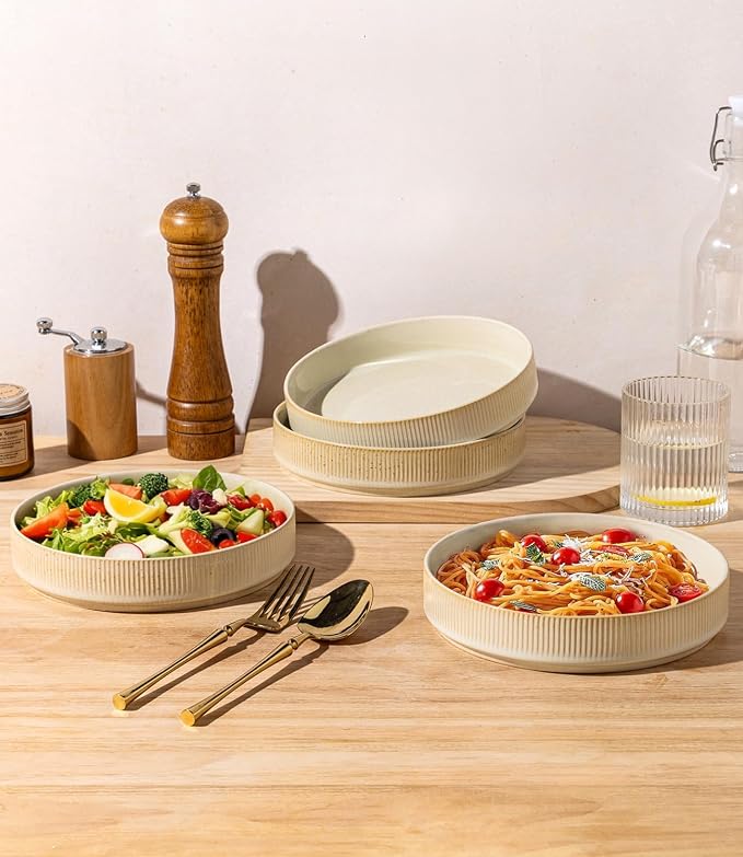 7.5" Ceramic Pasta Bowls Set of 4, Salad Bowls | Versatile Serving Bowls - Image 5