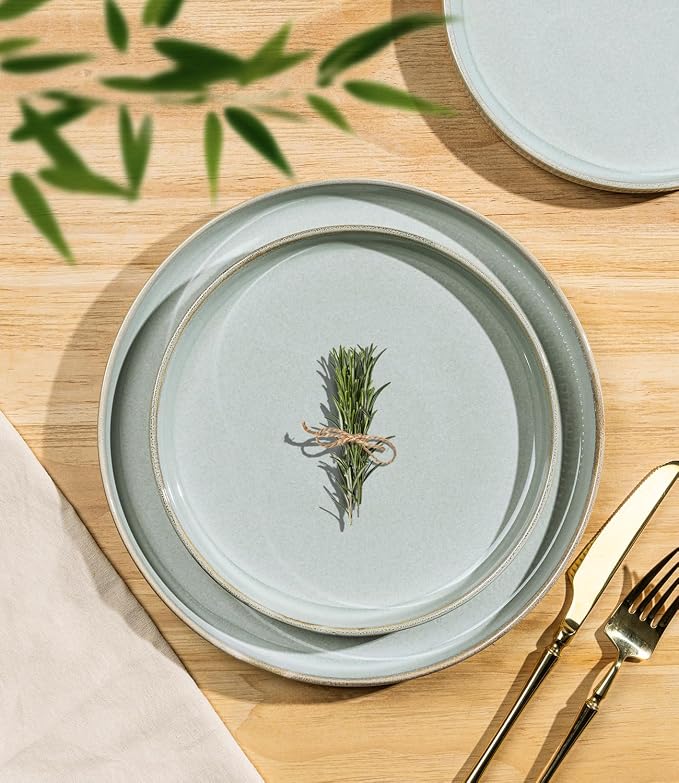 Ceramic Dinnerware Set for 6, 18-Piece Plates and Bowls Set | Lightweight - Image 2