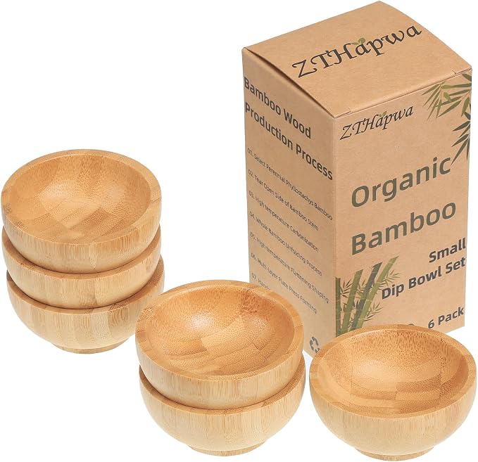 Dipping Bowls Set, Small Bamboo Pinch Bowls by ZTHapwaKitchen