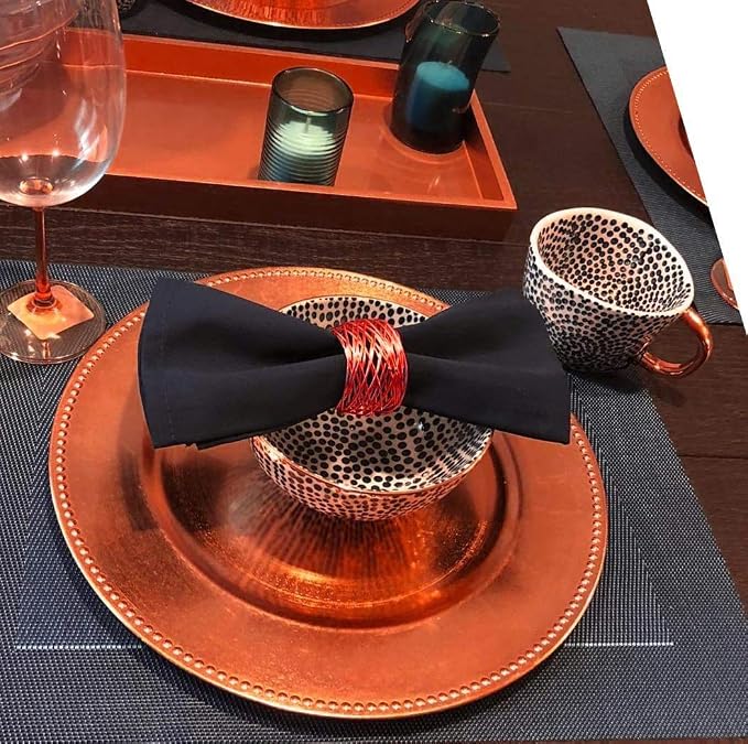 ITOS365 Handmade Round Red Mesh Napkin Rings Set of 12 Holder - Image 2