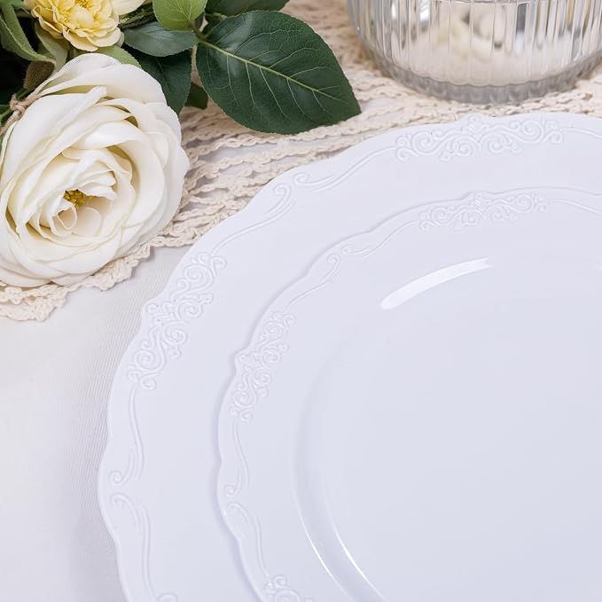 U-QE 60PCS White-Plastic-Plates - Image 8