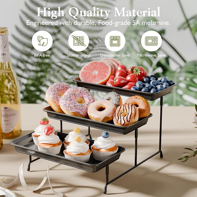 Bumusty 3-Tier Melamine Serving Tray Set, 11.5 x 5.6 in, Birthdays and Holidays - Image 3