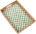 Rectangle Rattan Tray with Mother of Pearl Inlay, Rattan Serving Tray with by Tynulox