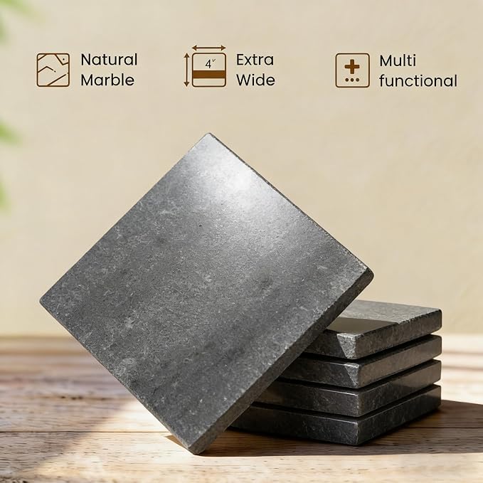 Natural Marble Coasters, Square Costers, Luxury Aesthetic Modern Decor - Image 2