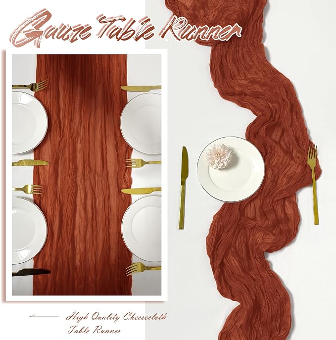30 Pack Terracotta Cheesecloth Table Runner 17 x 108 inch Cheese Cloth Table - Image 6