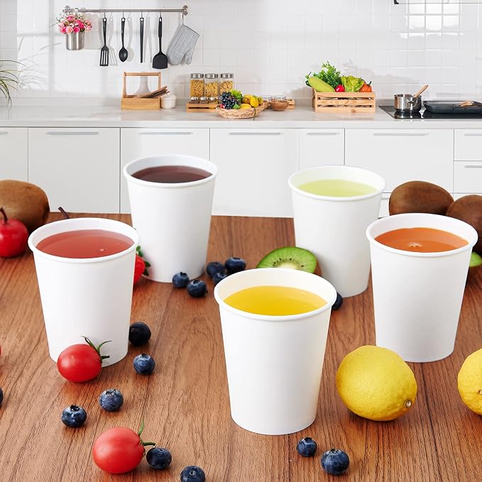 Turbo Bee 300Pack 8oz Paper Cups, Disposable Coffee Cup， White Paper Water Cups - Image 4