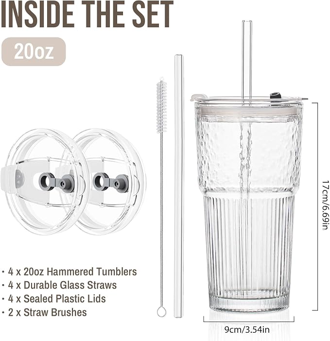SoulTimes 20oz Wave Ribbed & Wavy Glass Tumbler - Image 3