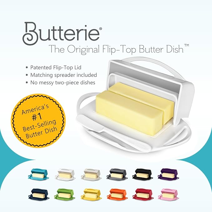 Flip Top Butter Dish with Attached Lid & Matching Knife, 2 Pack - Image 8