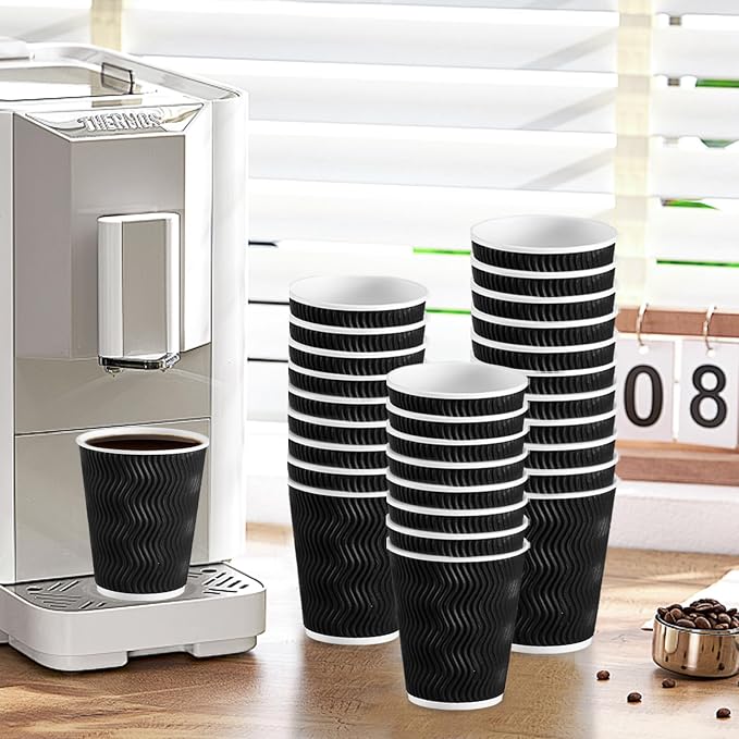Lamosi Coffee Cups 12 oz 50 Pack, Disposable Paper Coffee Cups No Lids | - Image 7