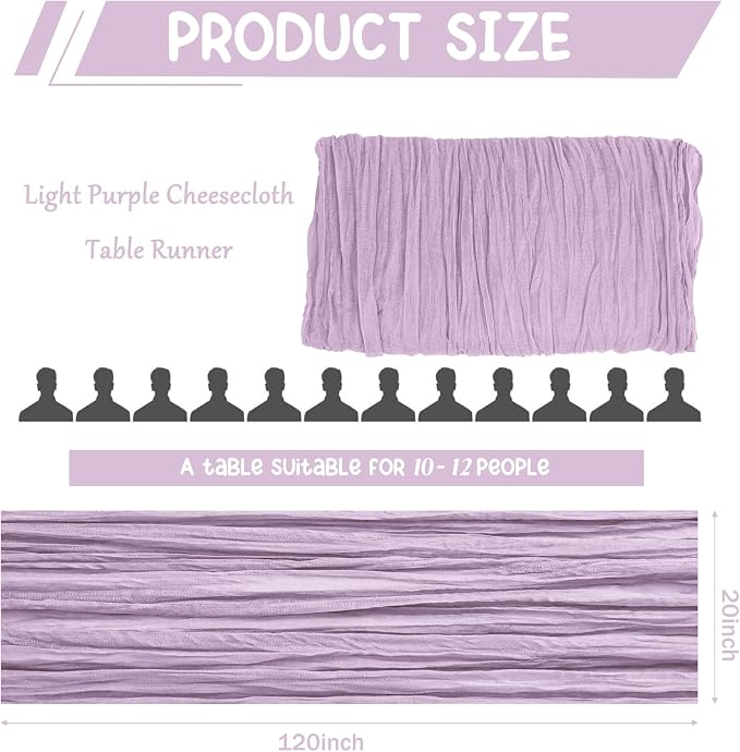 10 Pack Cheesecloth Table Runner 10FT Boho Gauze Rustic Fabric Table Runner - Image 2