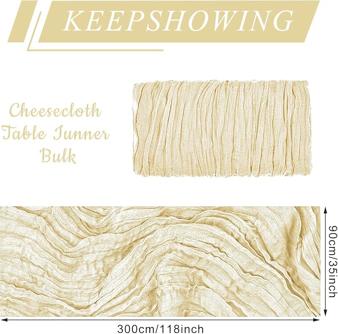 12 Pack Cheesecloth Table Runner, Runner Gauze Boho Wedding Decor Romantic - Image 2