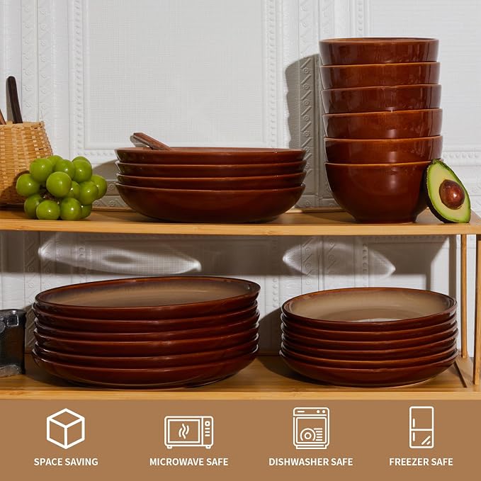 Ceramic Dinnerware Sets for 6, 18 Pieces Stoneware Plates and Bowls Sets - Image 5