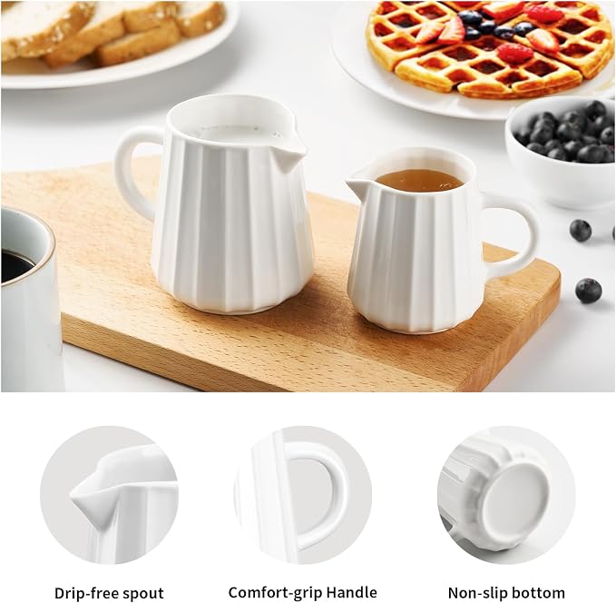 Gurygo Wave Shaped 2 Pack 5 Oz Classic White Creamer - Image 5