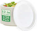 Vplus 100% Compostable Oval Paper Plates 12 inch 125 Pack, Disposable Paper by Vplus