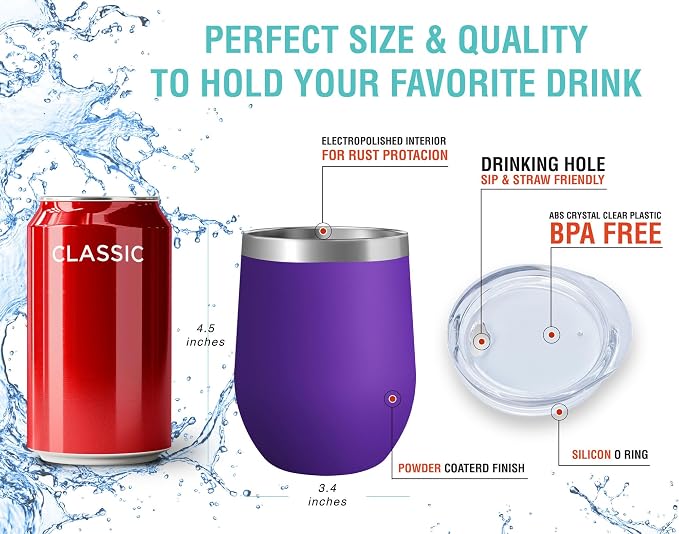 CHILLOUT LIFE 12 oz Stainless Steel Wine Tumbler - Image 4