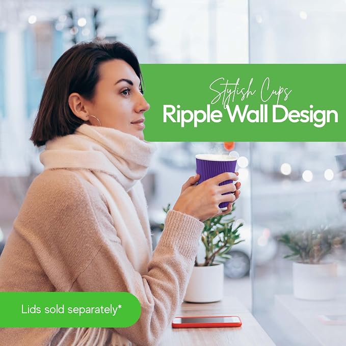 Restaurantware-12 Ounce Disposable Coffee Cups, 500 Ripple Wall Hot Cups - Image 7