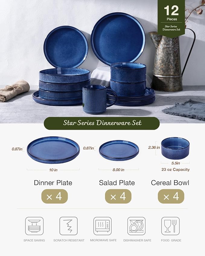 Famiware Star Stoneware Dinnerware Set, Reactive Glaze Plates & Bowls - Image 3
