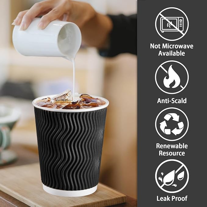 Lamosi 100 Pack Coffee Cups 8 oz, Disposable Paper Coffee Cups No Lids | - Image 3