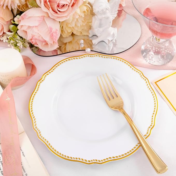60pcs Gold Plastic Plates - Image 3