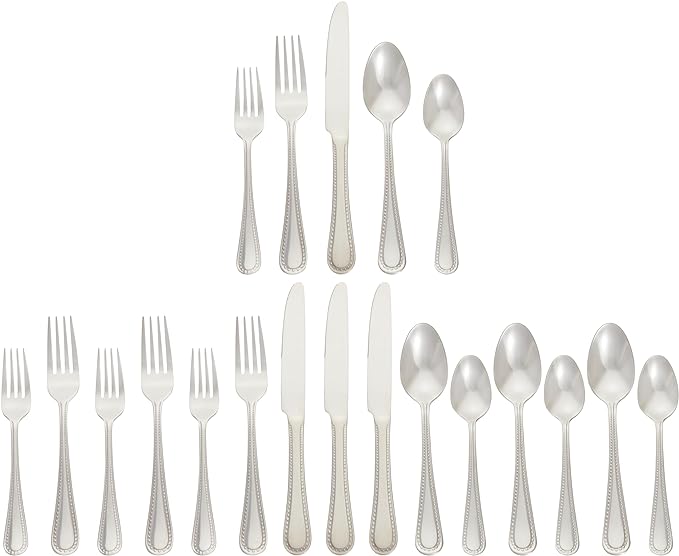 Amazon Basics Silverware Set, Stainless Steel Flatware, Dishwasher Safe by AmazonBasics