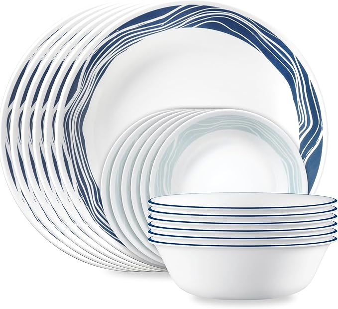 Corelle Vitrelle 18 Piece Glass Dinnerware Sets Service by Corelle
