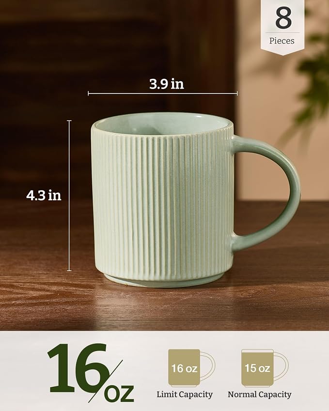famiware Coffee Mug Set for 8, Star 16 oz Catering Mugs Cup Set - Image 5