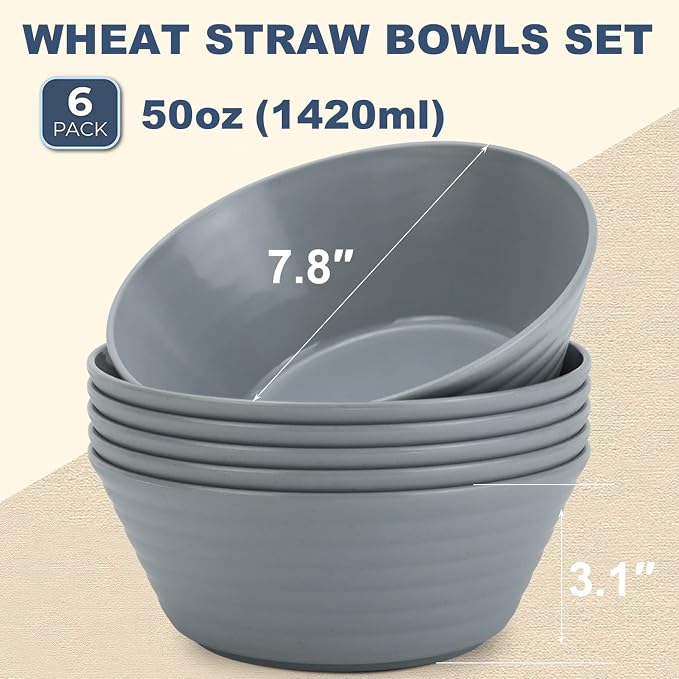 Wheat Straw Bowl Sets, Microwave and Dishwasher Safe Bowls, Super Big Bowl Sets - Image 2