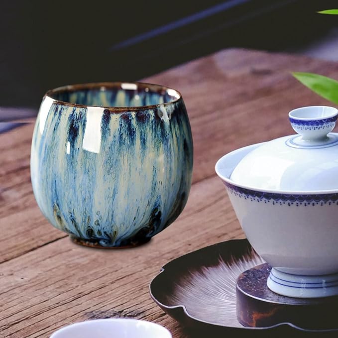 3X Ceramic Mug Tea Set Cups Chinese Cup Coffee Cup Handmade Handleless Ceramics - Image 7
