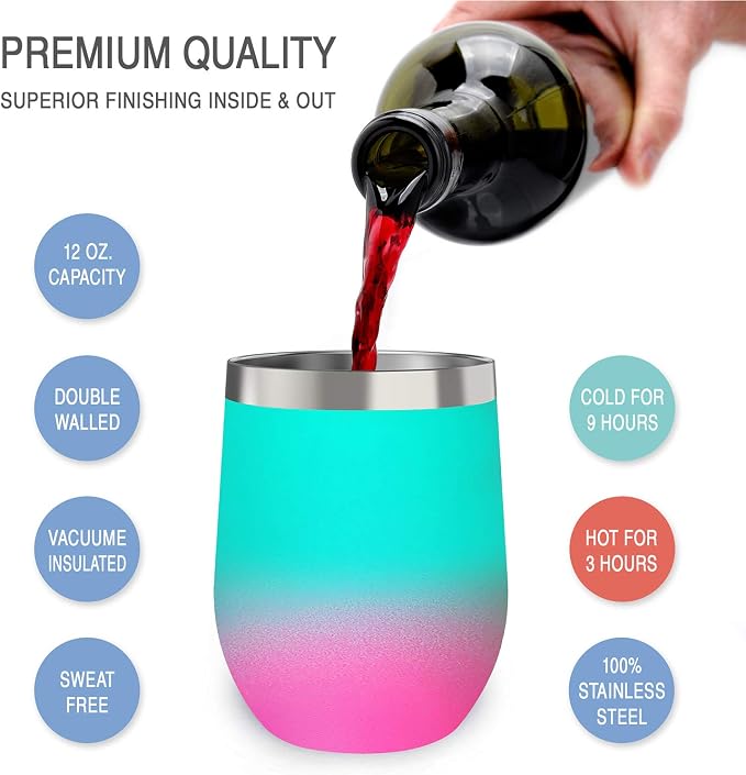 CHILLOUT LIFE 12 oz Stainless Steel Wine Tumbler - Image 3