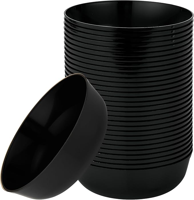 Edge Collection Black Plastic Party Bowls Premium heavyweight Elegant by PLASTICPRO