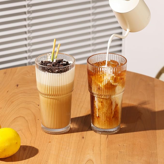 Ribbed Glass Tumbler Drinking Glasses - Image 7