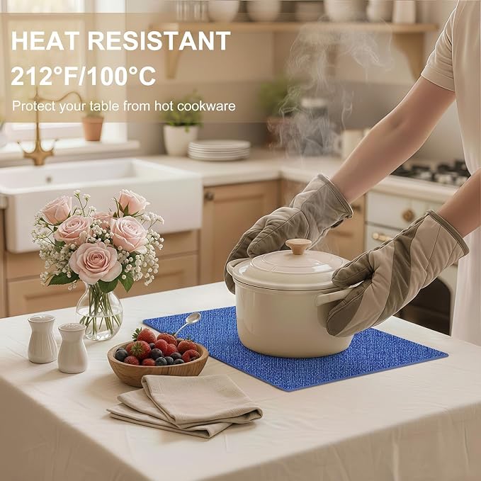Faux Leather Heat Resistant Placemats 4 Packs, Waterproof Wipeable Dining PU - Image 3