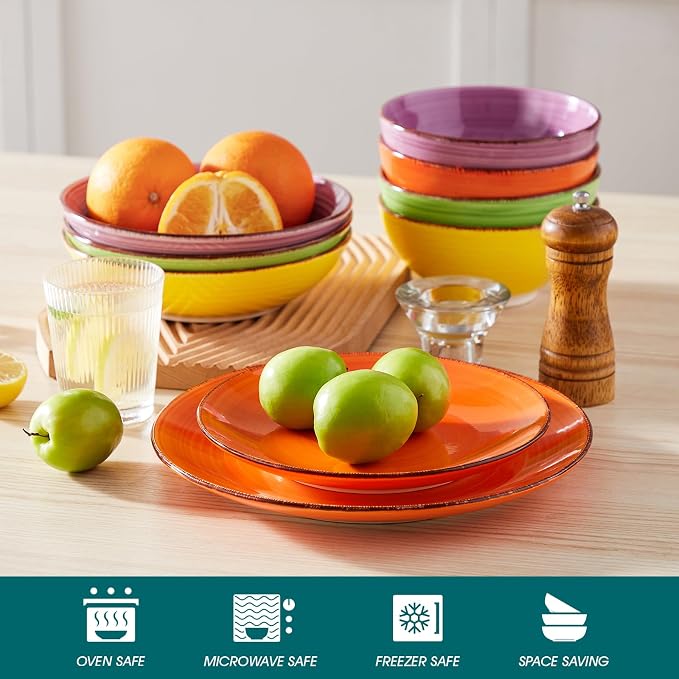 vancasso Bonita 10.5 Inch Ceramic Dinner Plates Set of 6, Warm Colors | - Image 4