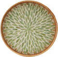 Round Rattan Tray with Mother of Pearl Inlay, Rattan Serving Tray with Wooden by Kmelep