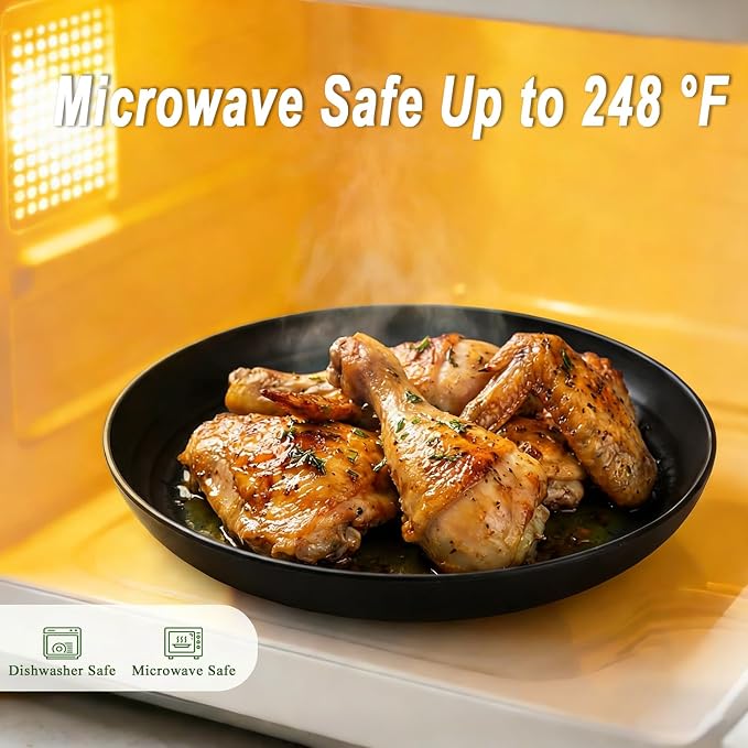Kitchen Plates Set for 8, Unbreakable Wheat Straw Plates 11 Inch, Alternative - Image 4