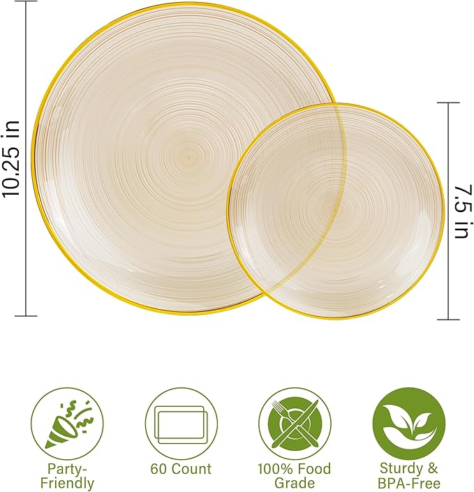 Morejoy 350PCS Clear Brown Plastic Plates - Image 4