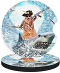2pcs Cute Shark and Cat Car Coasters, Absorbent Universal neoprener Cup Holder by Unknown