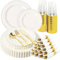 175pcs Plastic Dinnerware Set Ivory 25 Guests by cheerserve