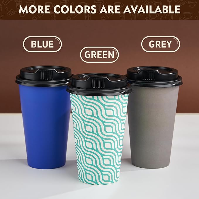YEEHAW 16 oz Coffee Cups with Lids, 100 Pack | Heat & leak-proof paper - Image 6